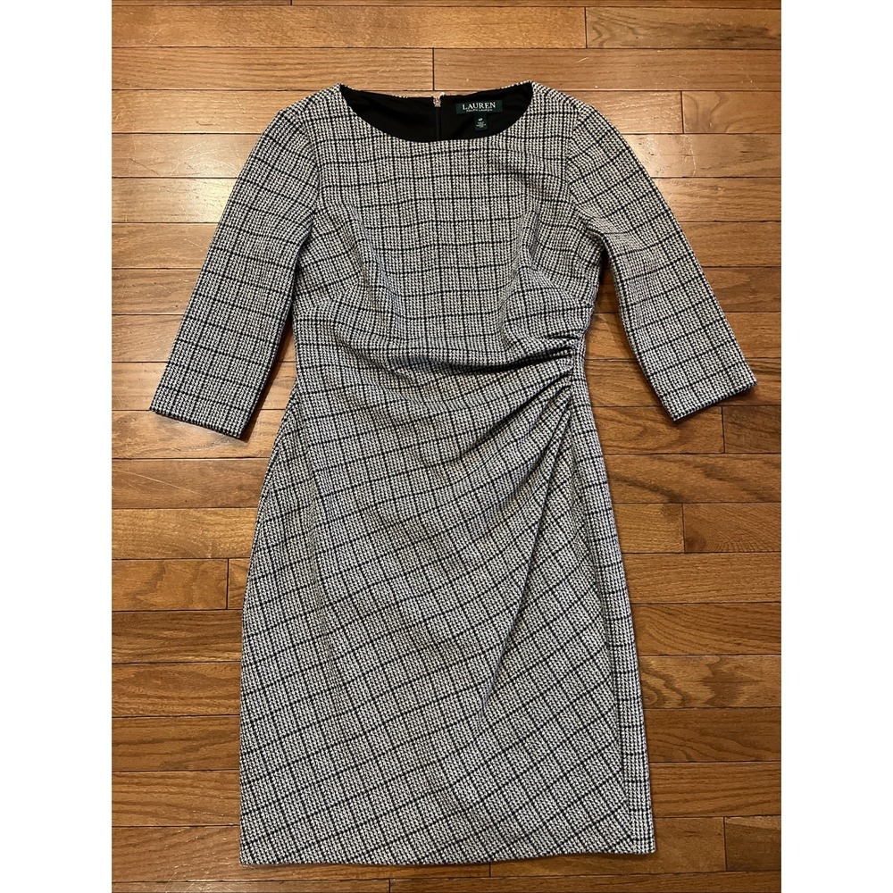Lauren Ralph Lauren Black and White Plaid Sheath Dress